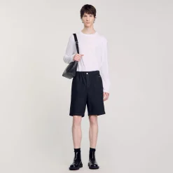 Pantalons & Shorts*SANDRO Bermuda En Denim Brut Noir