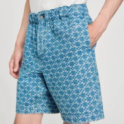 Pantalons & Shorts*SANDRO Bermuda En Denim Square Cross Bleu Ciel