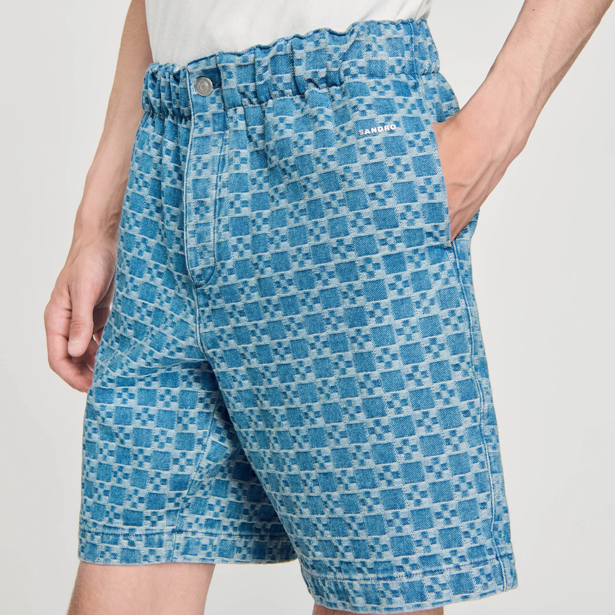 Pantalons & Shorts*SANDRO Bermuda En Denim Square Cross Bleu Ciel