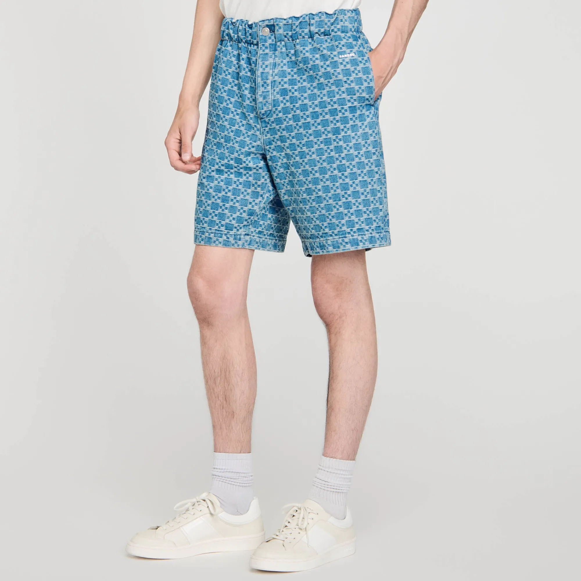 Pantalons & Shorts*SANDRO Bermuda En Denim Square Cross Bleu Ciel
