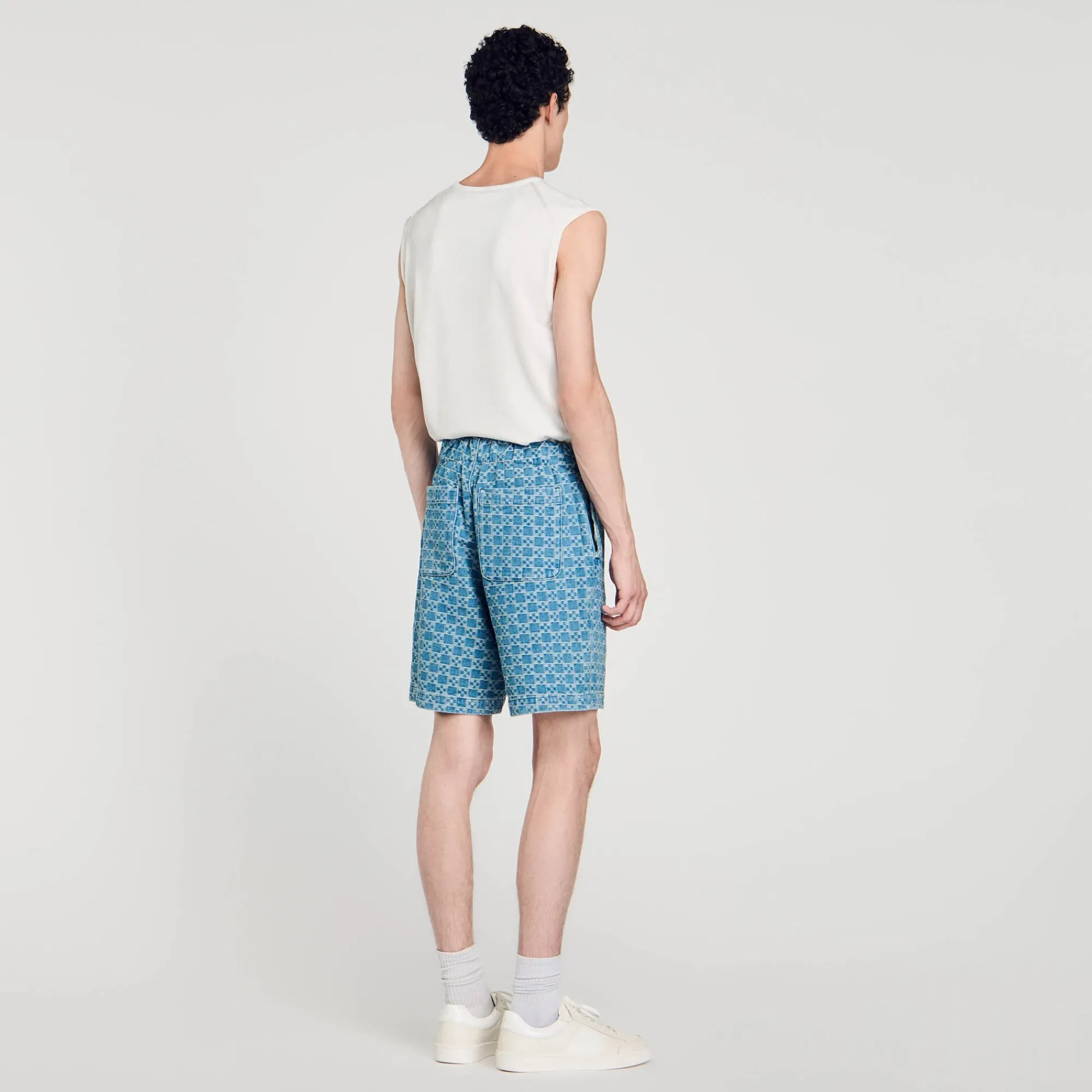 Pantalons & Shorts*SANDRO Bermuda En Denim Square Cross Bleu Ciel