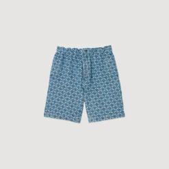 Pantalons & Shorts*SANDRO Bermuda En Denim Square Cross Bleu Ciel
