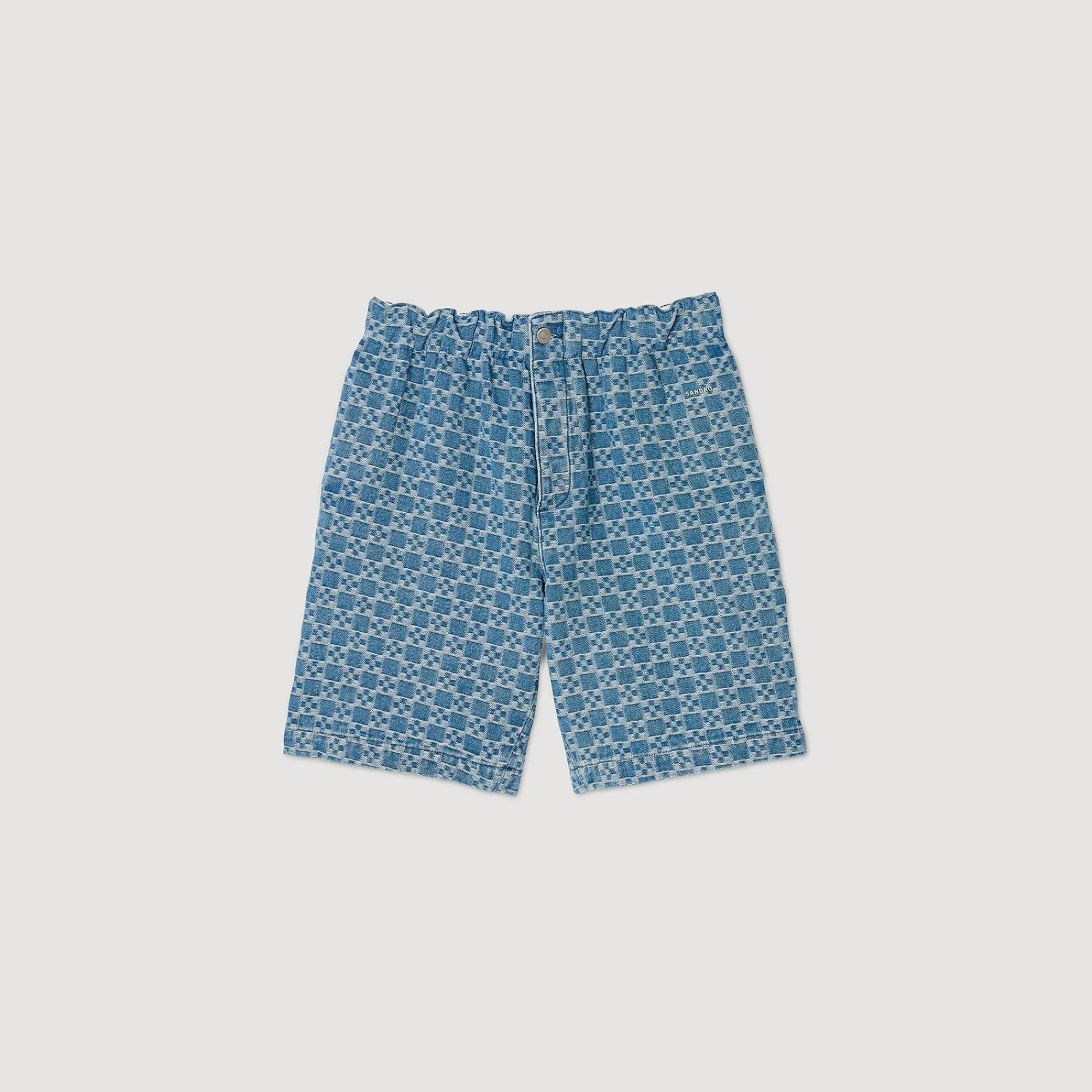 Pantalons & Shorts*SANDRO Bermuda En Denim Square Cross Bleu Ciel
