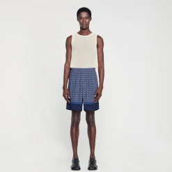 Pantalons & Shorts*SANDRO Bermuda Imprimé Marine