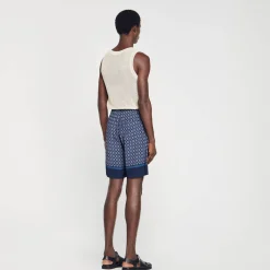 Pantalons & Shorts*SANDRO Bermuda Imprimé Marine