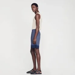 Pantalons & Shorts*SANDRO Bermuda Imprimé Marine