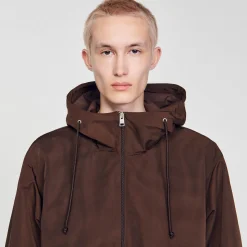 Manteaux & Blousons*SANDRO Blouson à Capuche Marron Foncé