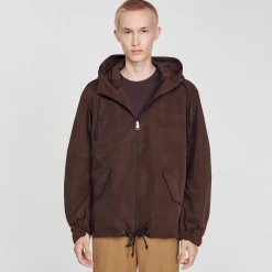 Manteaux & Blousons*SANDRO Blouson à Capuche Marron Foncé