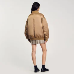 Blousons & Vestes*SANDRO Blouson Bomber Satiné Beige