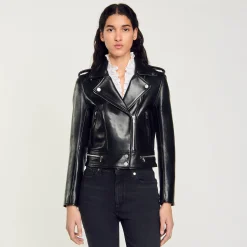 Manteaux|Blousons & Vestes*SANDRO Blouson En Cuir Noir