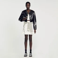 Manteaux|Blousons & Vestes*SANDRO Blouson En Cuir Glacé Noir