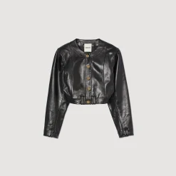 Manteaux|Blousons & Vestes*SANDRO Blouson En Cuir Glacé Noir