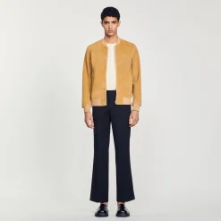Cuirs|Manteaux & Blousons*SANDRO Blouson En Cuir Suédé Beige
