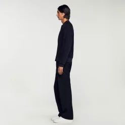 Cuirs|Manteaux & Blousons*SANDRO Blouson En Cuir Suédé Marine