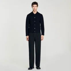 Pulls & Gilets*SANDRO Blouson En Maille Noir