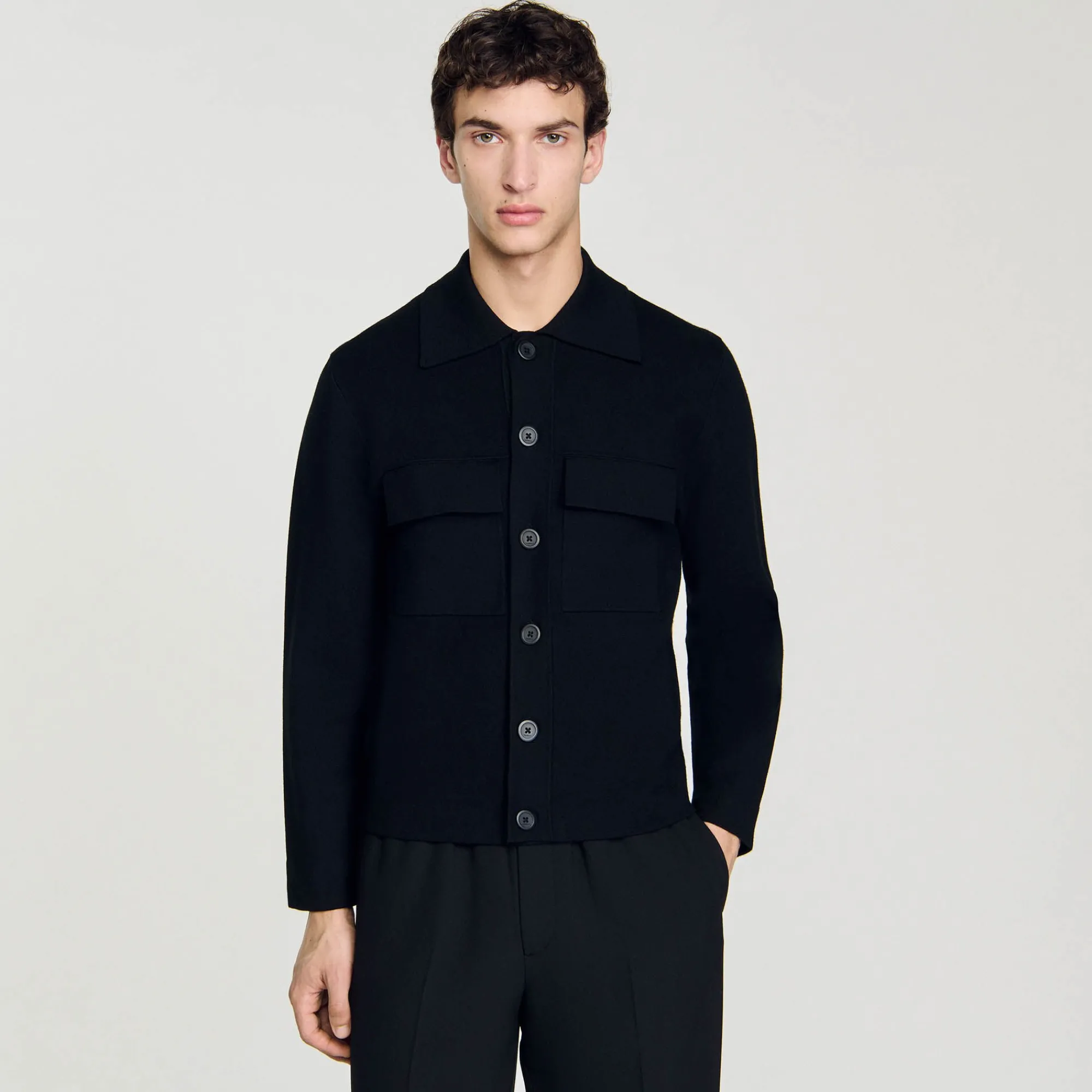 Pulls & Gilets*SANDRO Blouson En Maille Noir