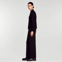 Pulls & Gilets*SANDRO Blouson En Maille Noir
