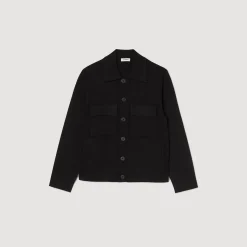 Pulls & Gilets*SANDRO Blouson En Maille Noir