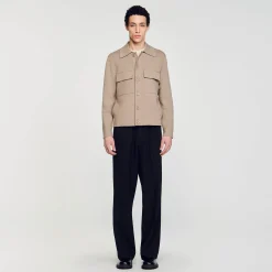 Pulls & Gilets*SANDRO Blouson En Maille Marron Clair