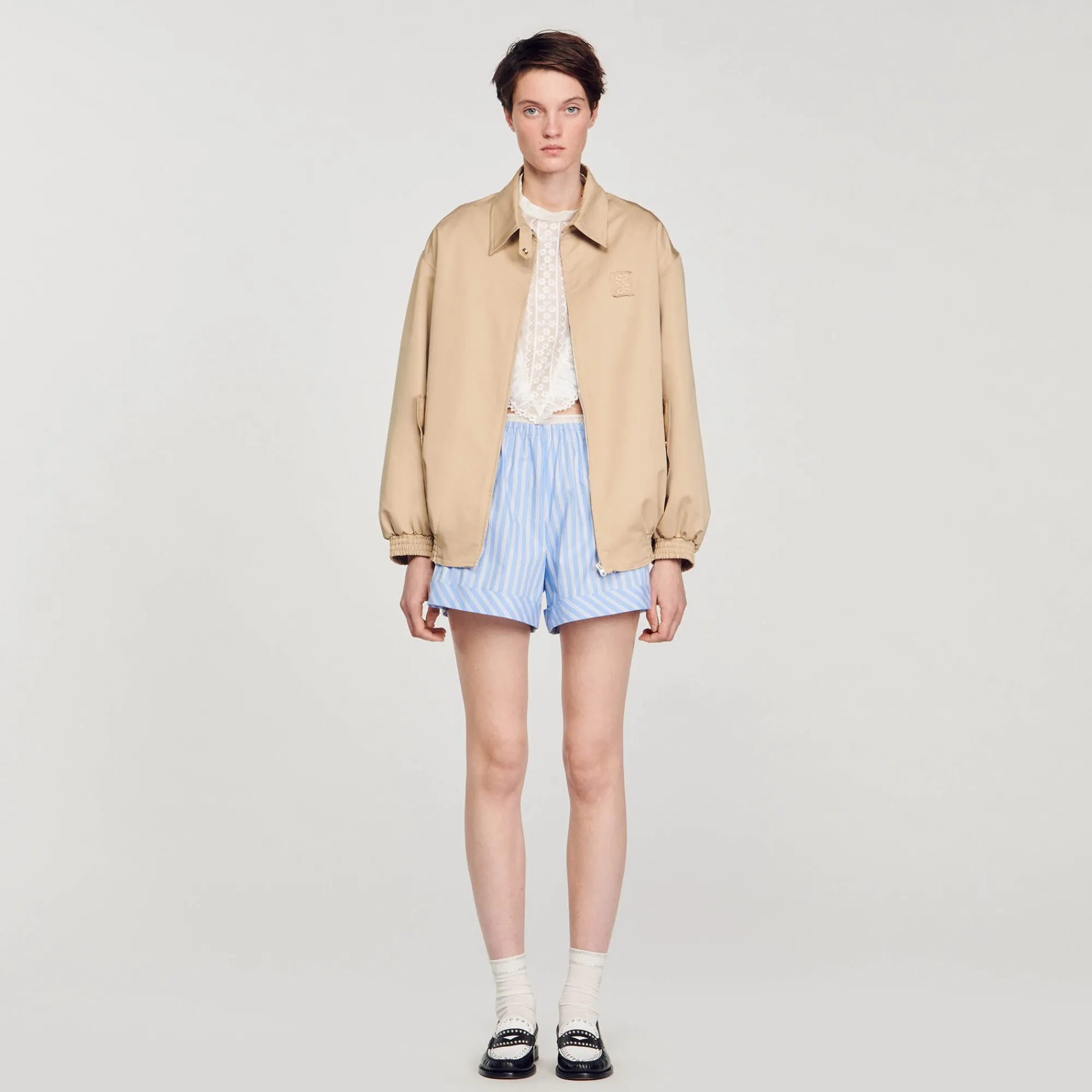 Manteaux*SANDRO Blouson Oversize Beige