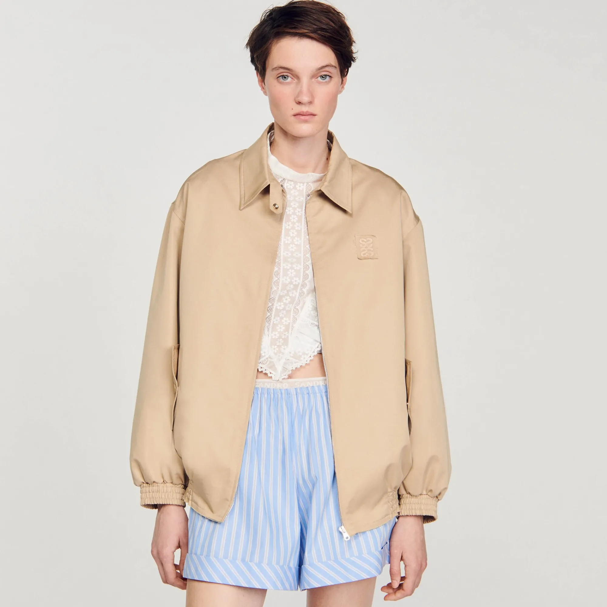 Manteaux*SANDRO Blouson Oversize Beige