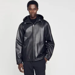 Cuirs|Manteaux & Blousons*SANDRO Blouson Oversize En Cuir Noir