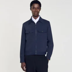 Manteaux & Blousons*SANDRO Blouson Zippé Marine