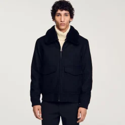 Manteaux & Blousons*SANDRO Blouson Zippé Noir