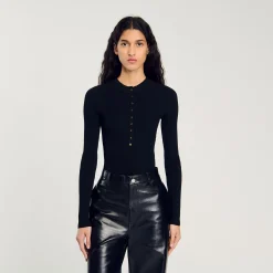 Tops & Chemises*SANDRO Body En Maille Noir