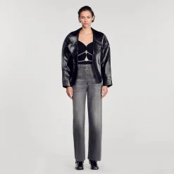 Tops & Chemises*SANDRO Body En Maille Bicolore Noir