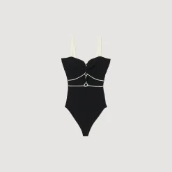 Tops & Chemises*SANDRO Body En Maille Bicolore Noir