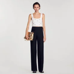 Ensembles|Pulls & Cardigans*SANDRO Brassière En Maille Ornée De Charms blanc