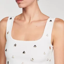 Ensembles|Pulls & Cardigans*SANDRO Brassière En Maille Ornée De Charms blanc