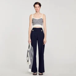 Ensembles|Pulls & Cardigans*SANDRO Brassière En Maille Rayée Ecru / Bleu