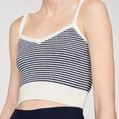 Ensembles|Pulls & Cardigans*SANDRO Brassière En Maille Rayée Ecru / Bleu