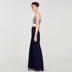 Ensembles|Pulls & Cardigans*SANDRO Brassière En Maille Rayée Ecru / Bleu
