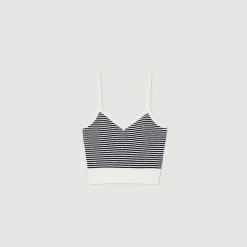 Ensembles|Pulls & Cardigans*SANDRO Brassière En Maille Rayée Ecru / Bleu