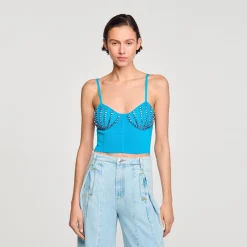 Pulls & Cardigans*SANDRO Bustier à Strass Coquillages Bleu