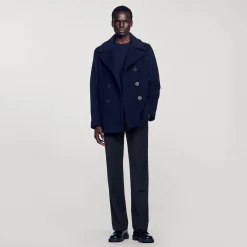Manteaux & Blousons*SANDRO Caban En Laine Marine