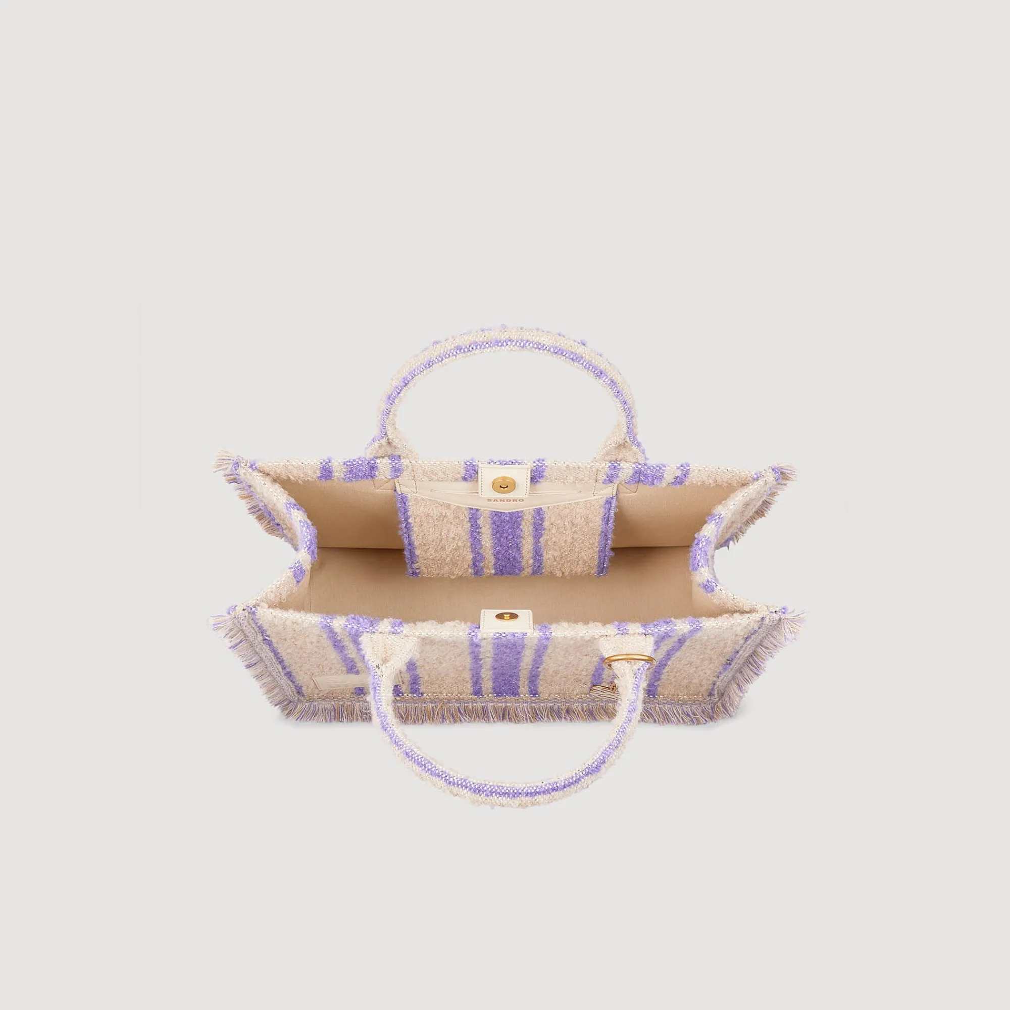 Sacs Cabas|Sacs Porté Épaule*SANDRO Cabas Kasbah En Tissu à Rayures Beige