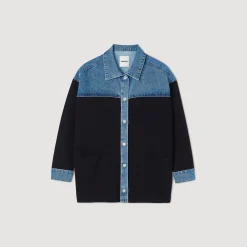 Pulls & Cardigans*SANDRO Cardicoat Bi-matière Esprit Veste Deep Navy