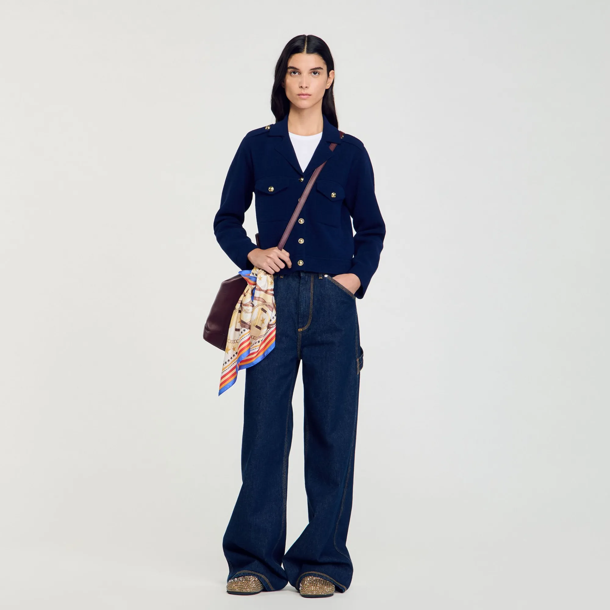 Pulls & Cardigans*SANDRO Cardicoat En Maille Bleu