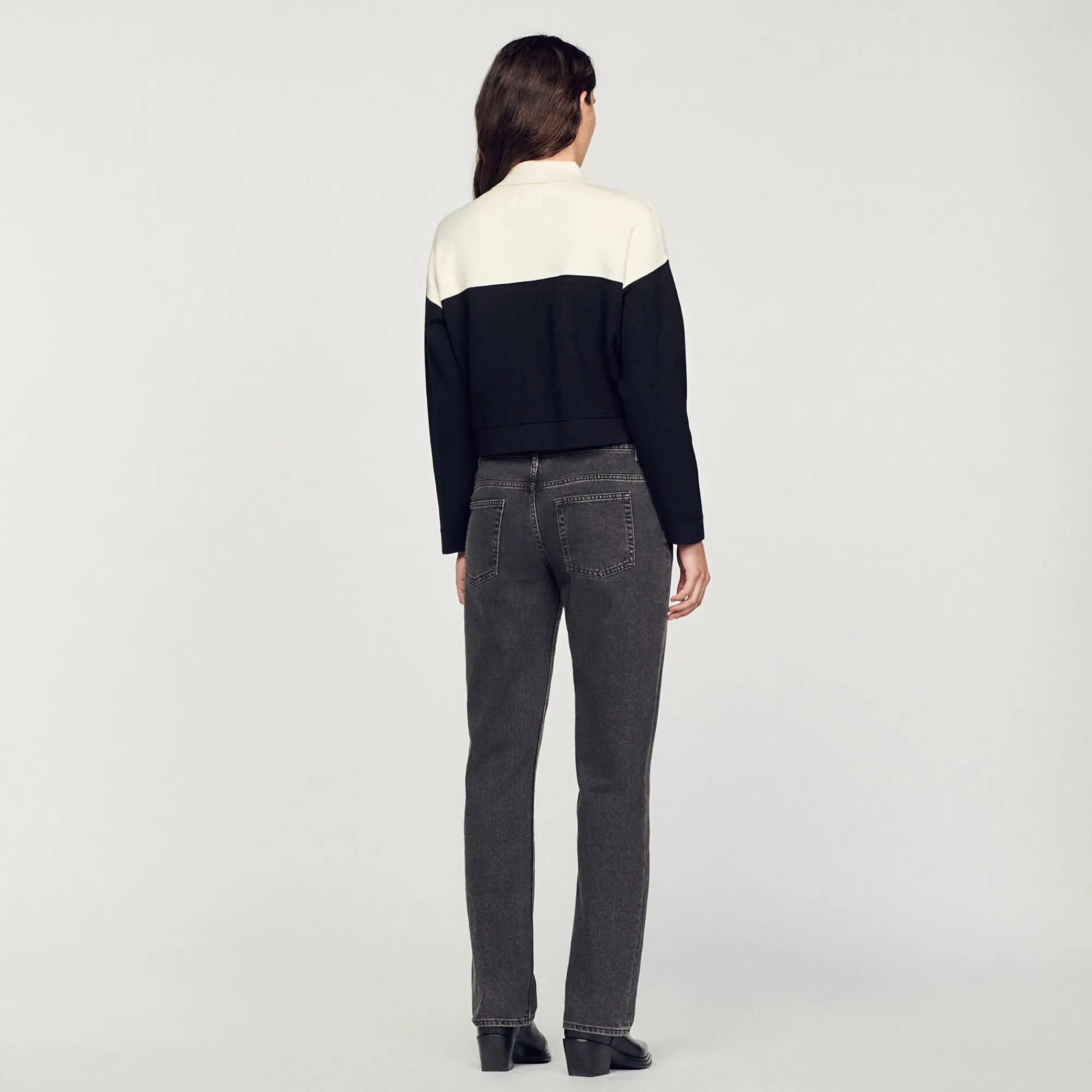 Pulls & Cardigans*SANDRO Cardicoat En Viscose Certifiée Ecru/Noir