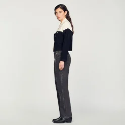 Pulls & Cardigans*SANDRO Cardicoat En Viscose Certifiée Ecru/Noir