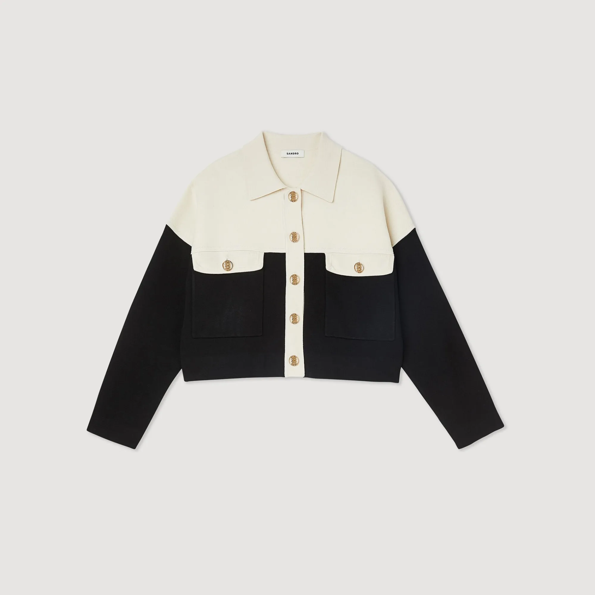 Pulls & Cardigans*SANDRO Cardicoat En Viscose Certifiée Ecru/Noir