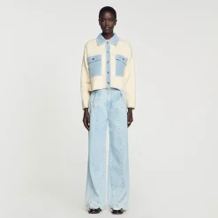 Pulls & Cardigans*SANDRO Cardicoat Oversize Bimatières Ecru