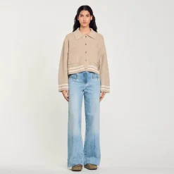 Pulls & Cardigans*SANDRO Cardigan à Point Fantaisie Beige