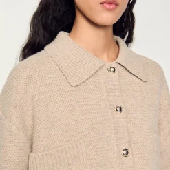 Pulls & Cardigans*SANDRO Cardigan à Point Fantaisie Beige