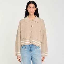 Pulls & Cardigans*SANDRO Cardigan à Point Fantaisie Beige