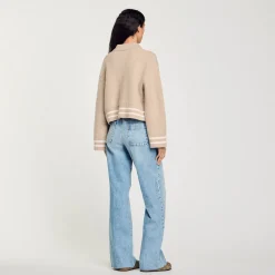 Pulls & Cardigans*SANDRO Cardigan à Point Fantaisie Beige